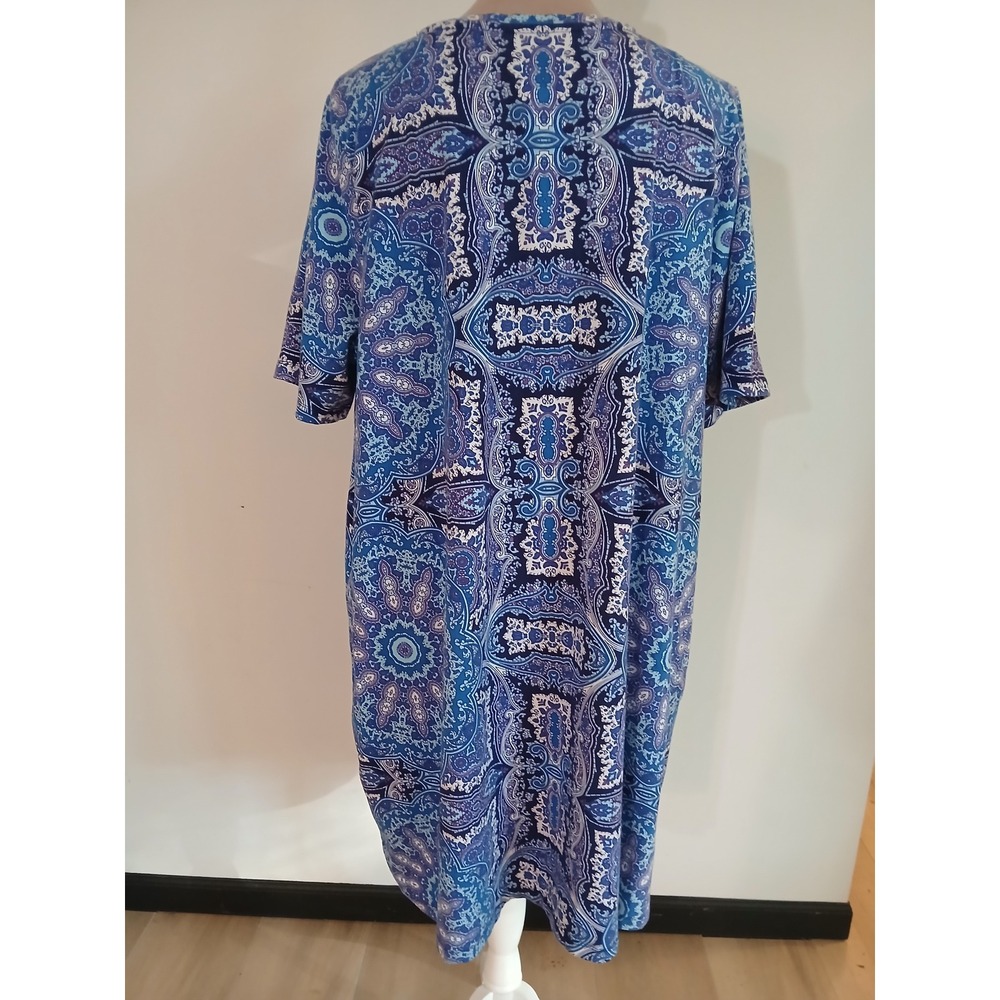 Isaac Mizrahi Live Blue Paisley Medallion Cotton Modal T-Shirt Dress Womens 2X - Picture 5 of 10